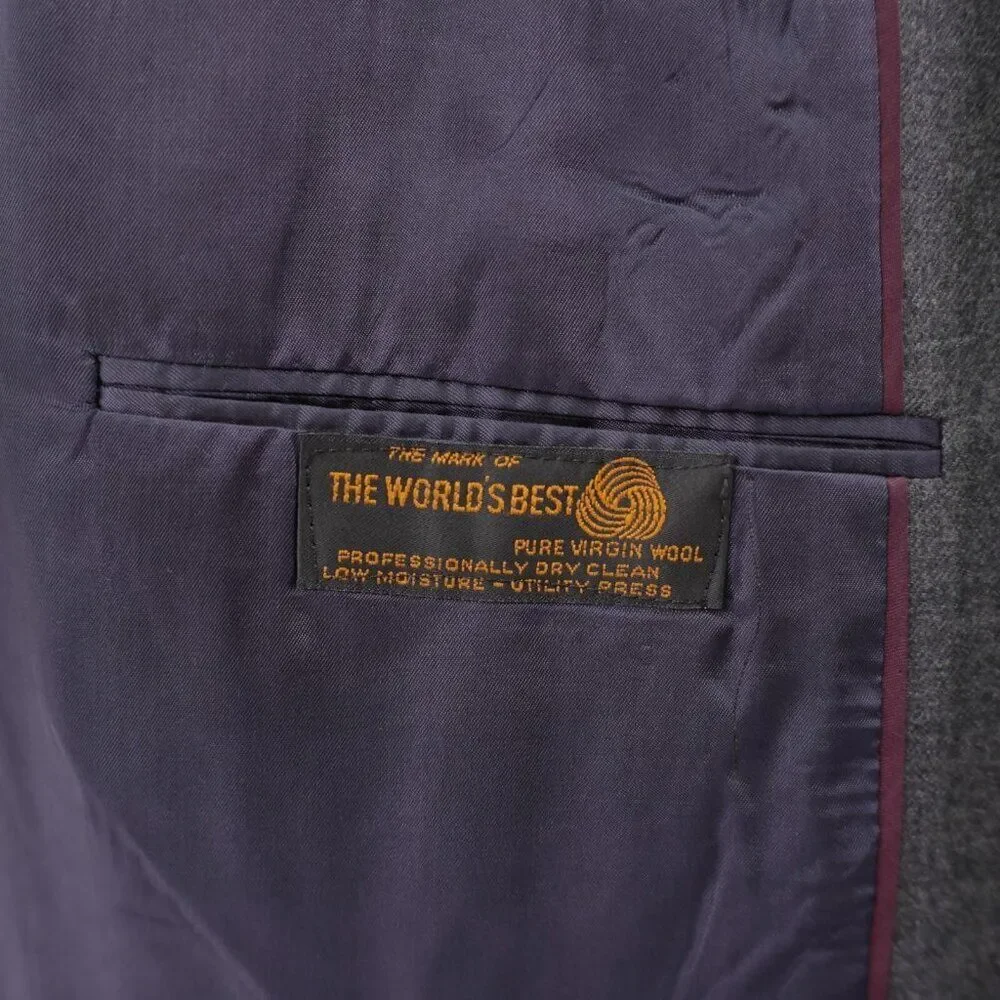 Hart Schaffner Marx Wool Gray‎ 2 Piece Suit 42L 38 / 33 Flat Front High Rise